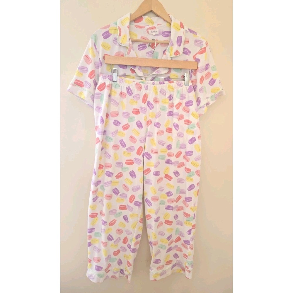 BedHead Pajamas Set Womens X-Large Macaroon Print Button-Up Organic Cotton